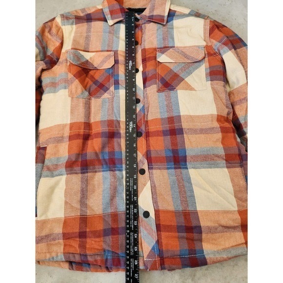 Men's buffalo plaid coat shacket. Orange, blue Size Small - Picture 10 of 11